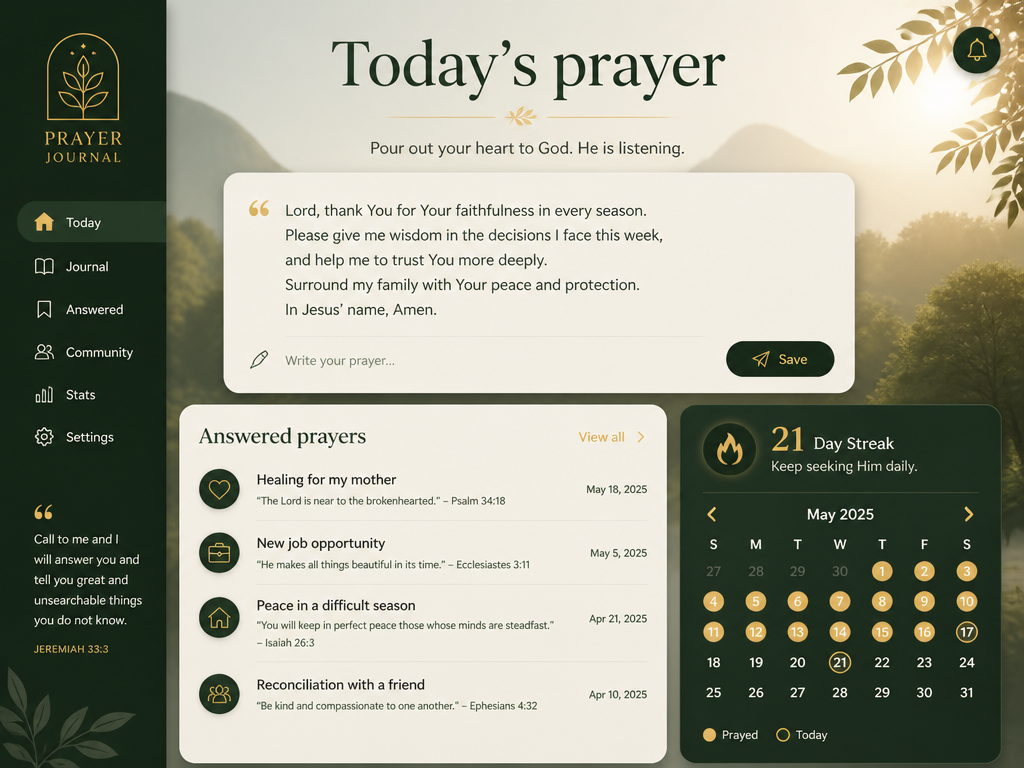 Prayer Journal Tool concept hero mockup
