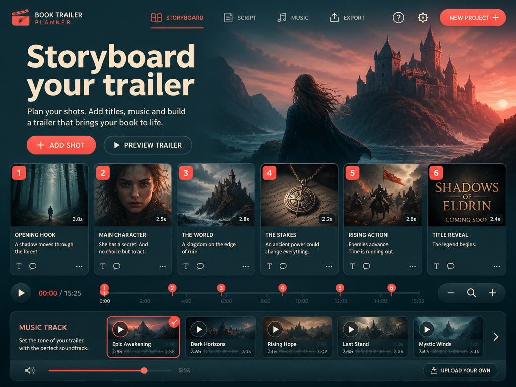 Book Trailer Planner concept hero mockup