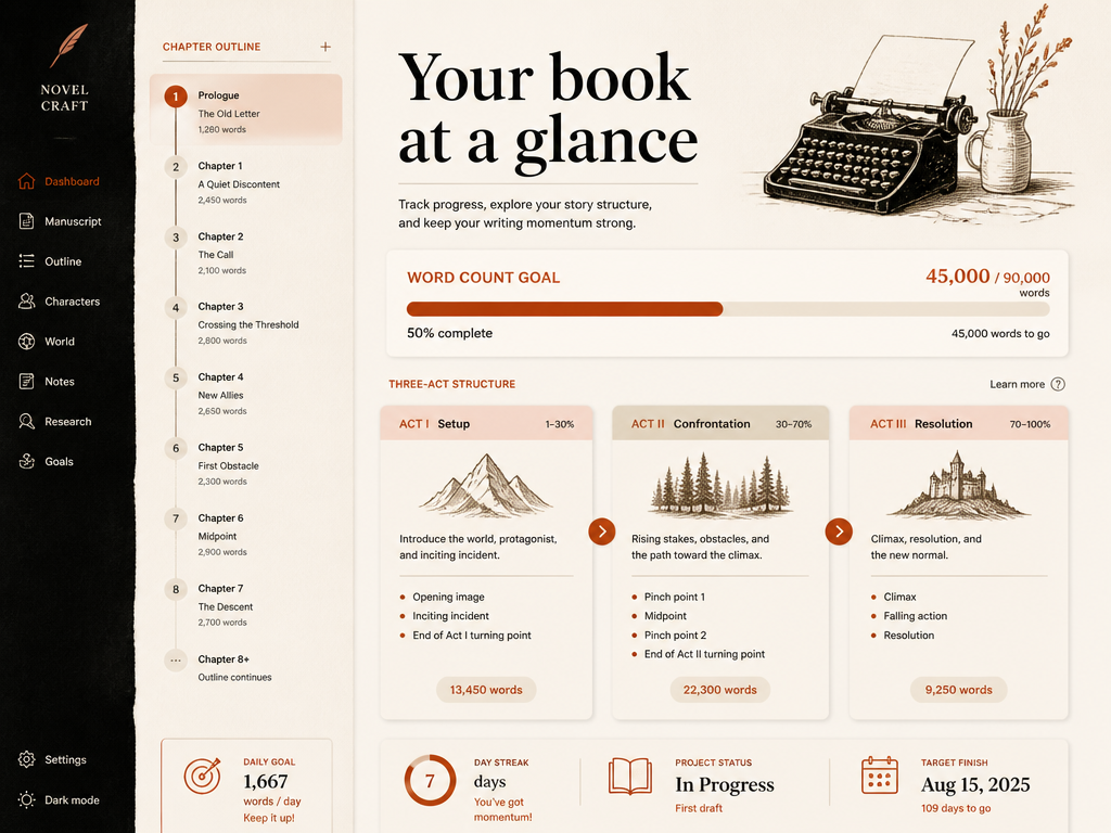 Book Planning Dashboard concept hero mockup