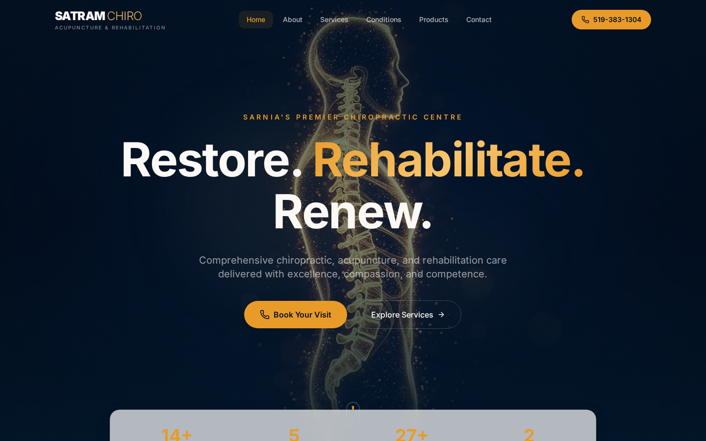 Homepage of the Chiropractic Website — Health & Wellness website built by Graytech Studio