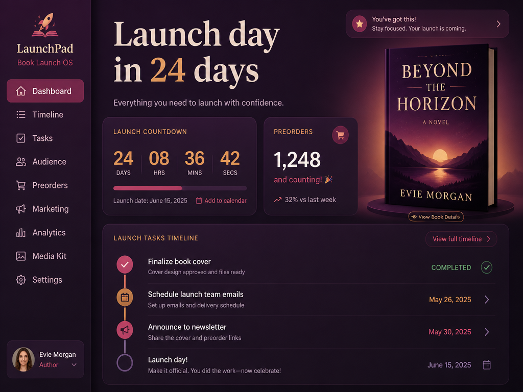 AuthorLaunchOS concept hero mockup