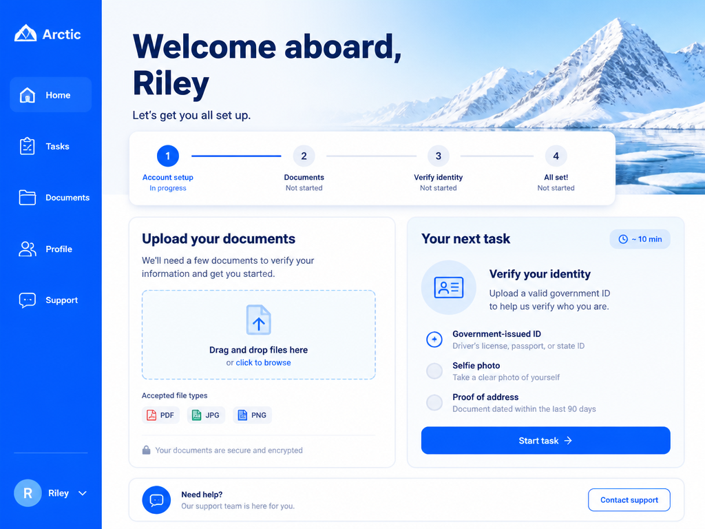 Client Onboarding Portal concept hero mockup