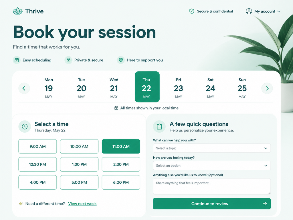 Booking & Intake App concept hero mockup