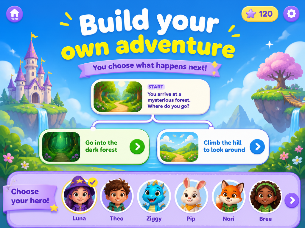 Interactive Story Builder concept hero mockup